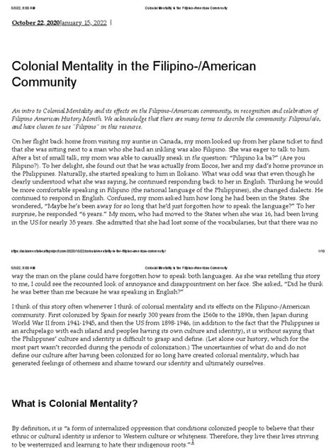 colonial mentality in tagalog|(PDF) Colonial Mentality: A Review and .